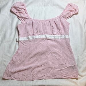 Hollister Pink Smocked Knit Square-Neck Top